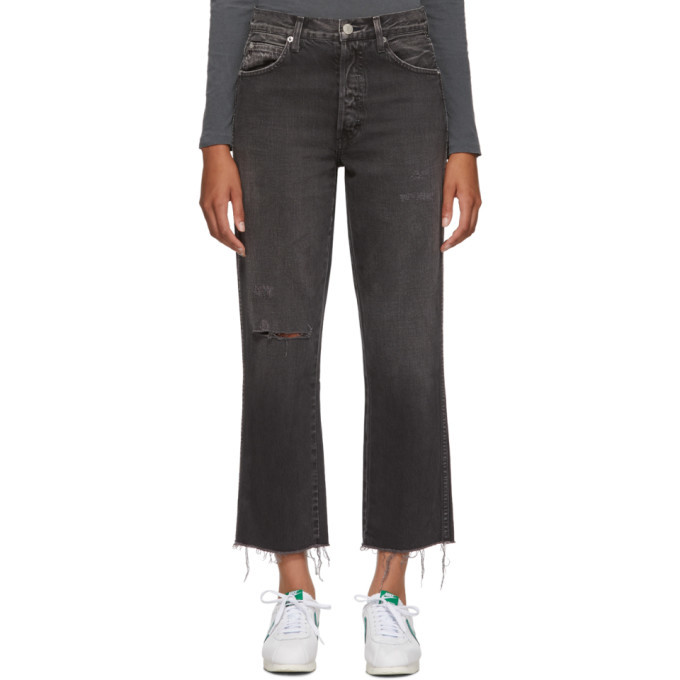 Amo Black Loverboy Relaxed Crop Straight Denim