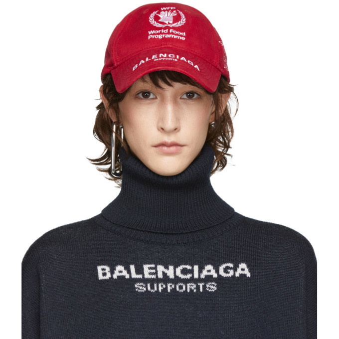 Balenciaga Red World Programme Embroidered Cap Balenciaga