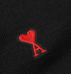 AMI - Slim-Fit Logo-Appliquéd Merino Wool Sweater - Black