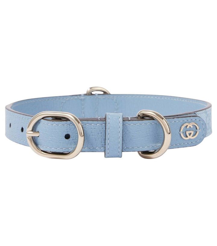 Photo: Gucci GG leather-trimmed dog collar