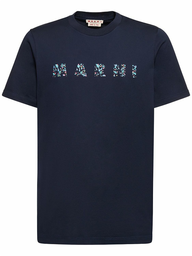Photo: MARNI - Floral Logo Print Cotton Jersey T-shirt