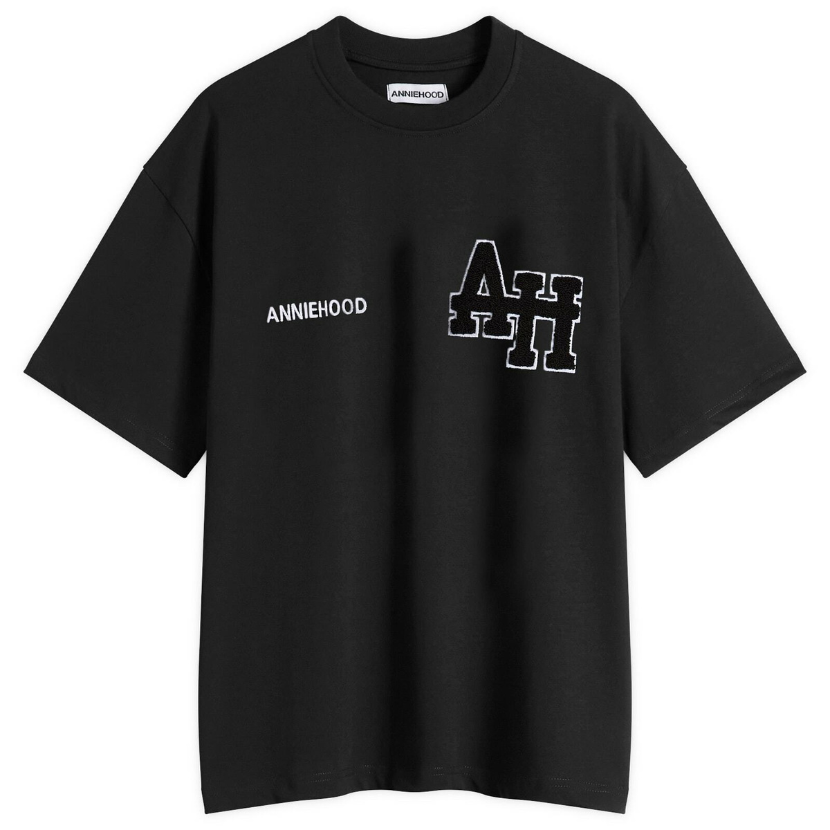 ANNIE HOOD Men's College T-Shirt in Black/Black