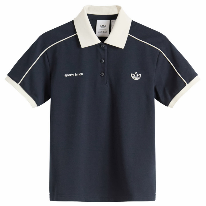Photo: Adidas Women's x Sporty & Rich POLO T-SHIRT in Night Navy