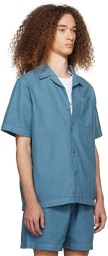 Maharishi Blue Open Spread Collar Shirt
