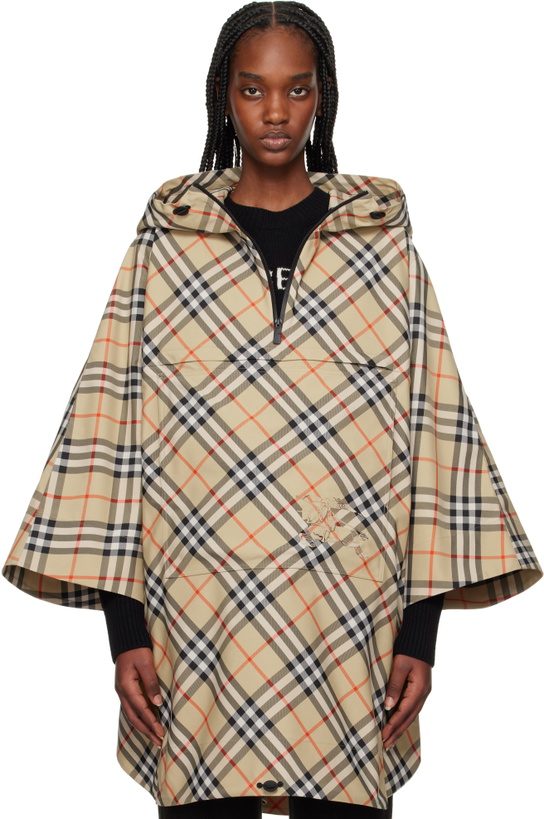 Photo: Burberry Beige Packaway Check Twill Cape Jacket