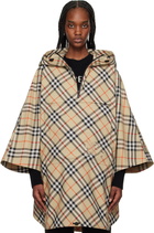 Burberry Beige Packaway Check Twill Cape Jacket