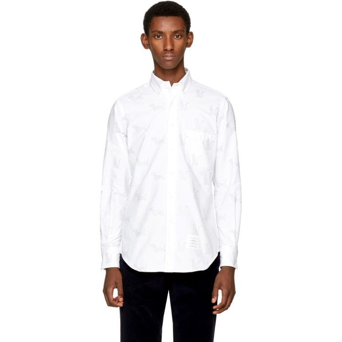 Photo: Thom Browne White Thom Cat and Hector Funmix Classic Shirt