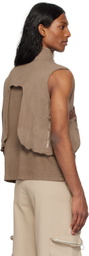 Charlie Constantinou Brown Waffle Jersey Utility Vest