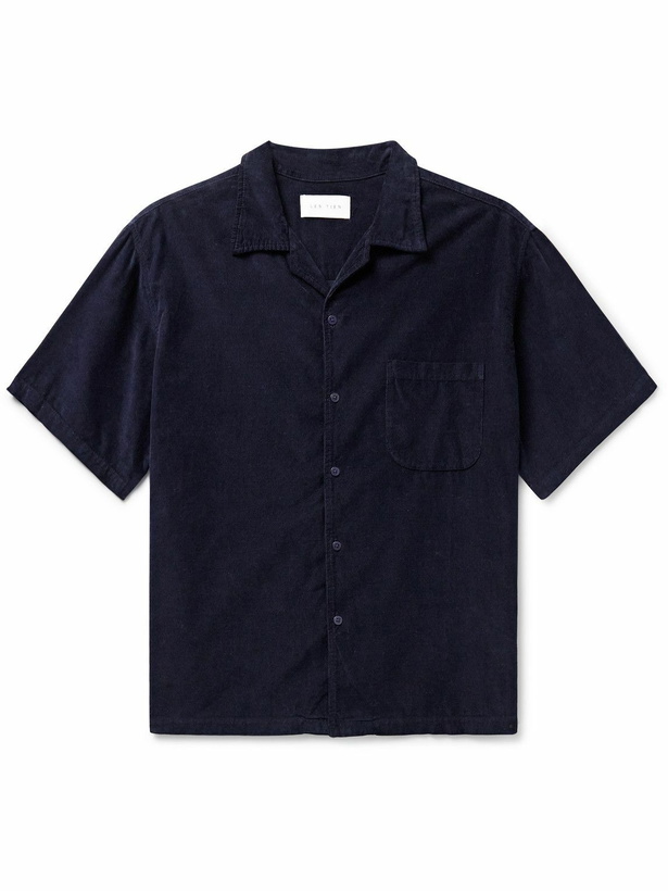 Photo: Les Tien - Camp-Collar Cotton-Corduroy Shirt - Blue