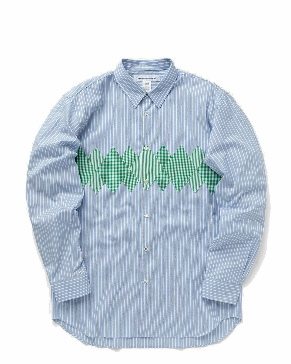 Photo: Comme Des Garçons Shirt Shirt Woven Blue - Mens - Longsleeves