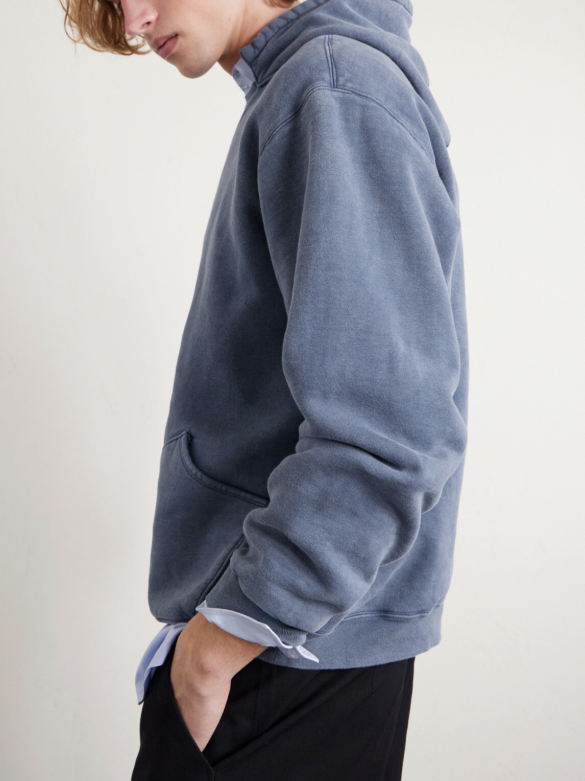 A.PRESSE - Vintage Cotton-Jersey Hoodie - Blue