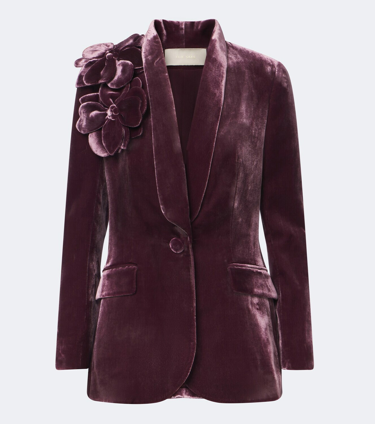 Elie Saab Floral-appliqué silk-blend velvet blazer