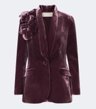 Elie Saab Floral-appliqué silk-blend velvet blazer