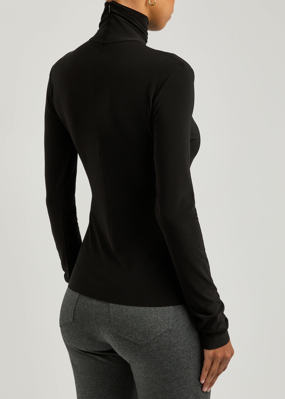 Norma Kamali Turtleneck Stretch-jersey top Black