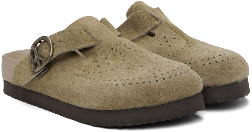 NEEDLES｜SLIPPERS (Clog Sandal Suede Lthr. - Taupe (QV07 Needles Suede Clog Sandal | Taupe | Canoe Club