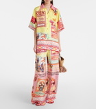 Camilla Collage Kingdom silk bowling shirt