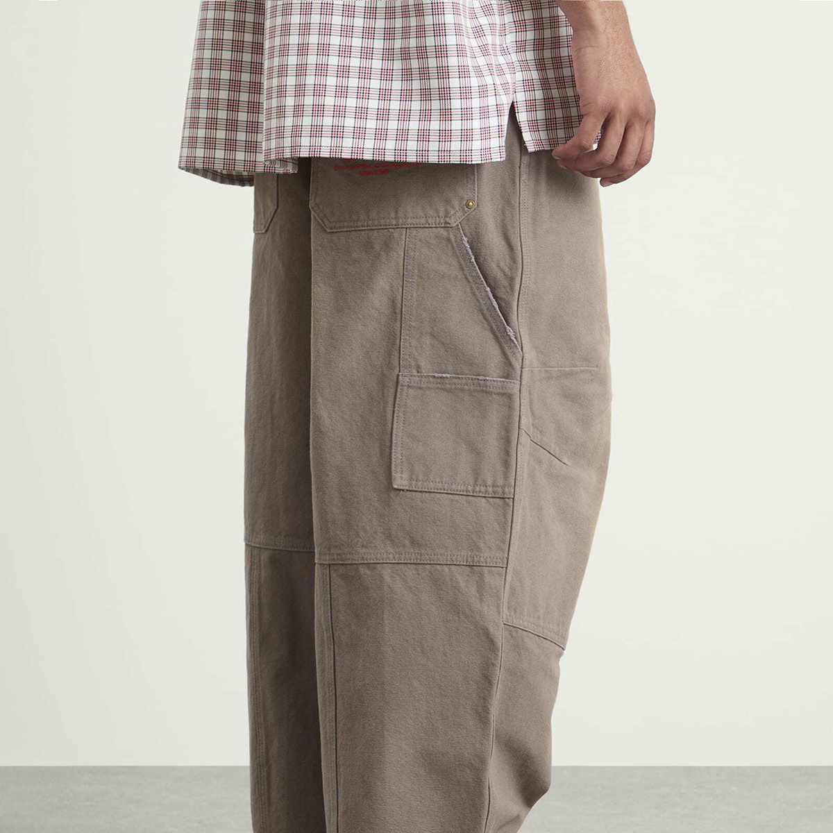 Willy Chavarria Men's Stockton Double Knee Pant in Concrete