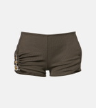 Christopher Esber Droplet Crystal embellished ruched shorts