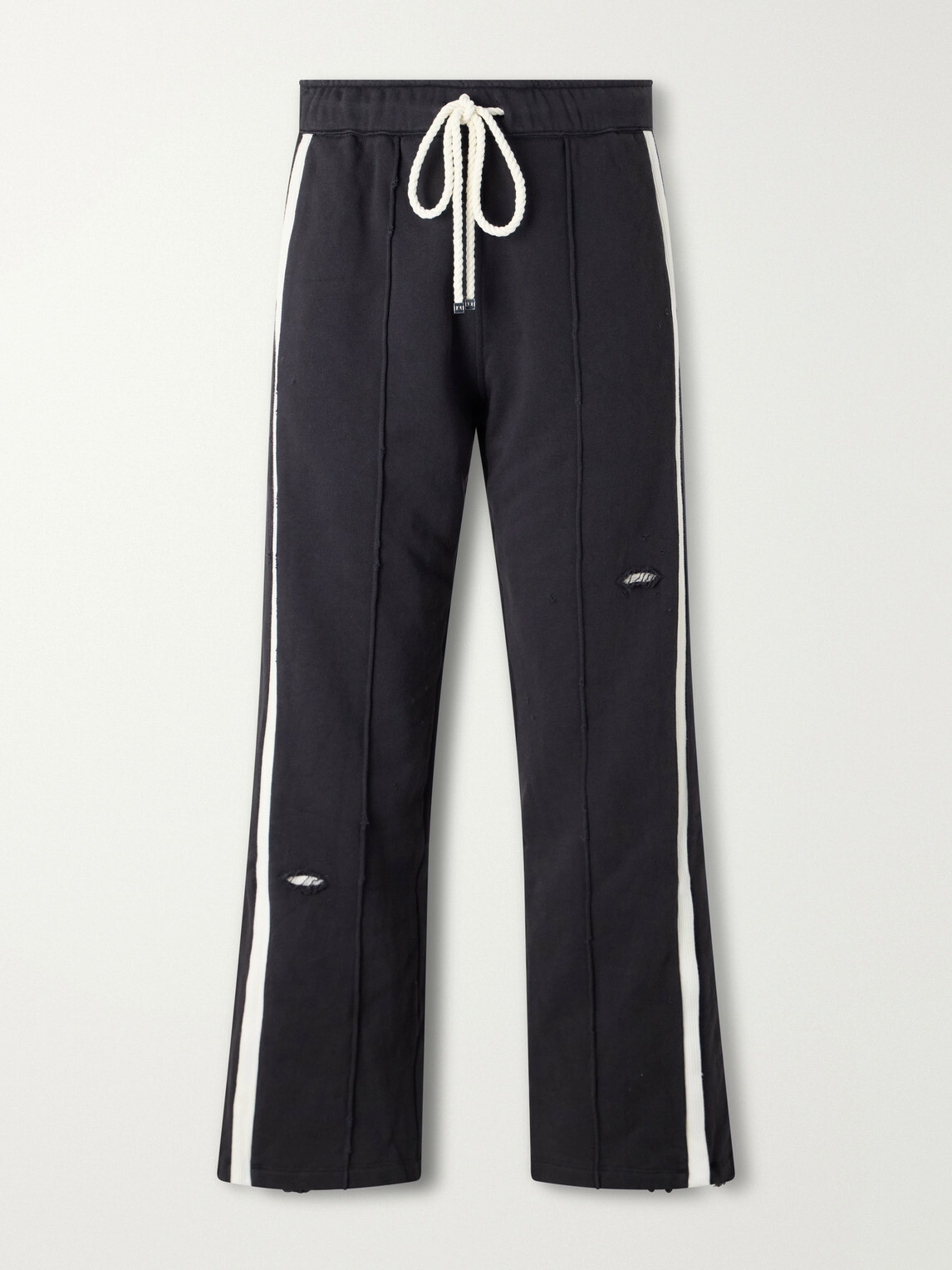 NAHMIAS - Repaired Wide-Leg Cotton-Jersey Drawstring Sweatpants - Black