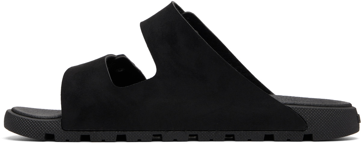 BOSS Black Twin-Strap Branded Buckle Slides