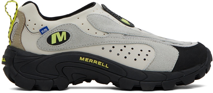 Photo: Merrell 1TRL Off-White & Gray Nicole McLaughlin Edition Moc Speed Streak Evo SE X Sneakers