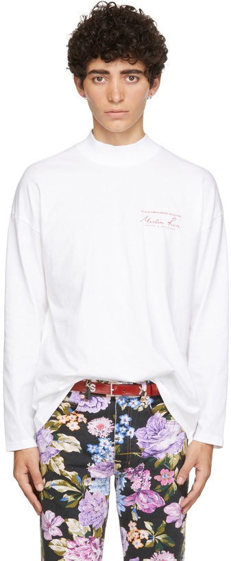 Photo: Martine Rose White Funnel Neck Logo Long Sleeve T-Shirt