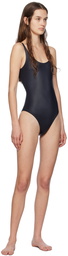 Palm Angels Black Monogram One-Piece Swimsuit