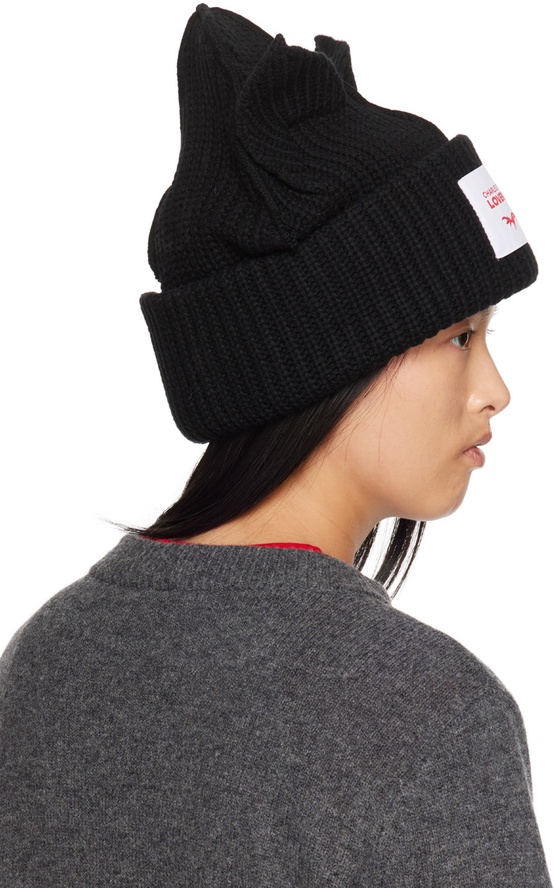 Charles Jeffrey LOVERBOY Black Supersized Chunky Ears Beanie Charles  Jeffrey Loverboy