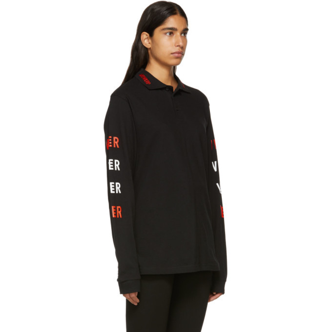 Vier Black Logo Long Sleeve Polo