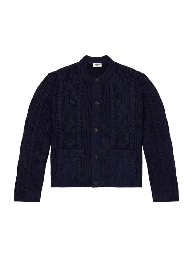 Photo: SAINT LAURENT - Cable-Knit Wool Cardigan - Blue
