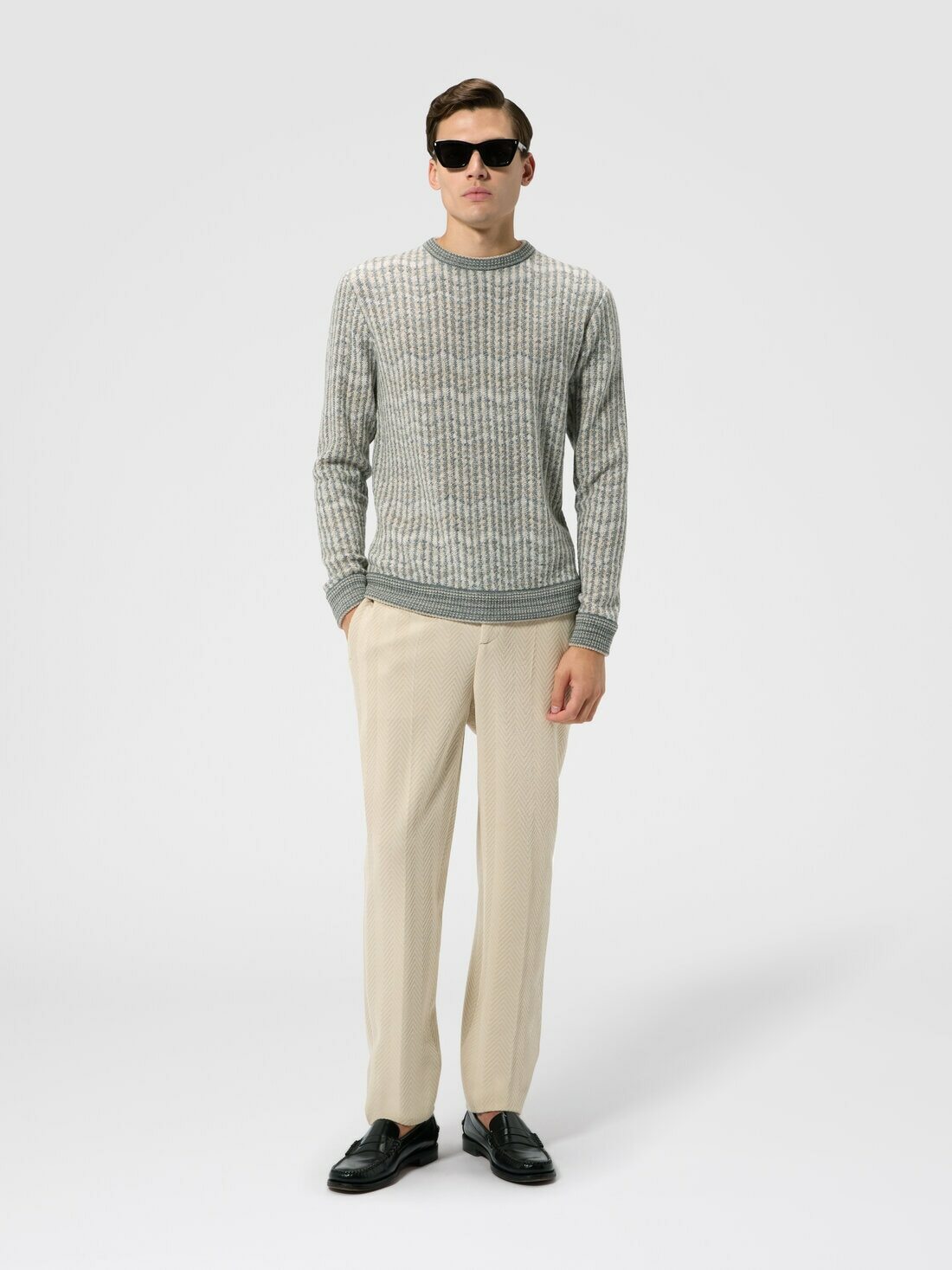 Missoni - Cashmere and viscose zig zag pullover, Men, Beige