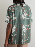 Sacai - Eric Haze Velvet-Trimmed Printed Poplin Shirt - Green