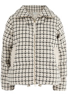 Varley Eugene Quilted Checked Wool-blend Coat Black And White