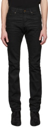 Saint Laurent Black Slim Fit Coated Jeans