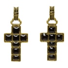 Gucci Black and Gold Cross Pendant Earrings