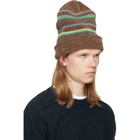Maison Margiela Brown Striped Knit Beanie