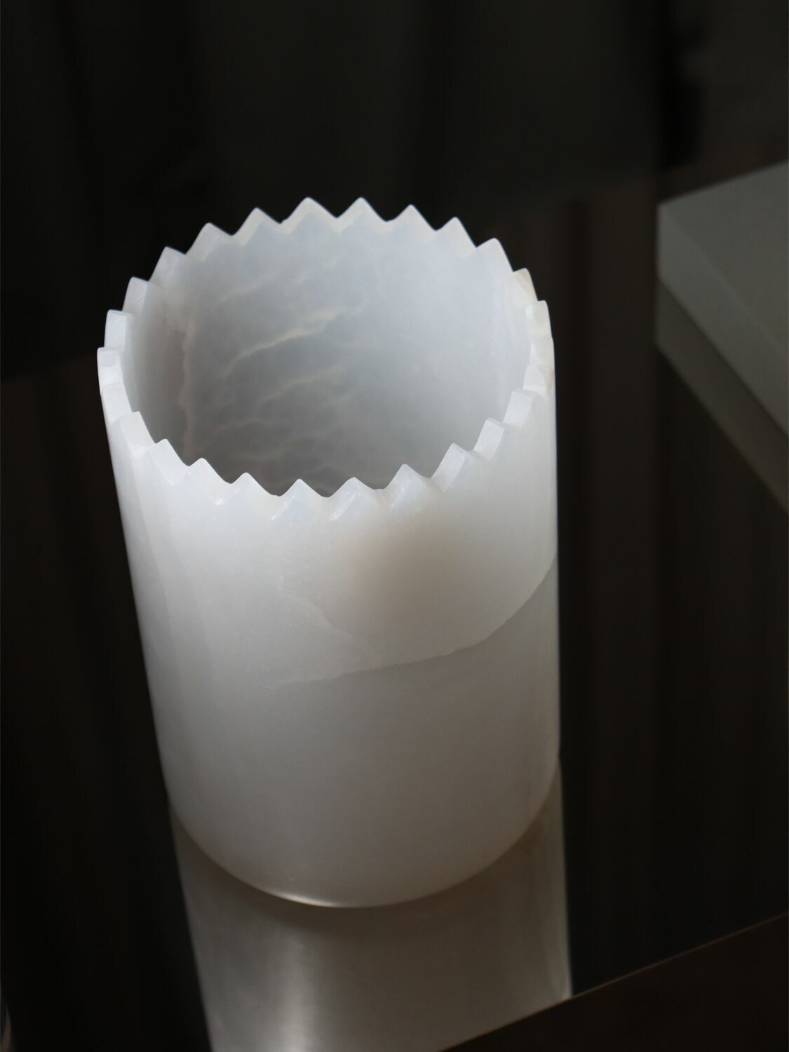 EDITIONS MILANO Triangoli White Onyx Vase