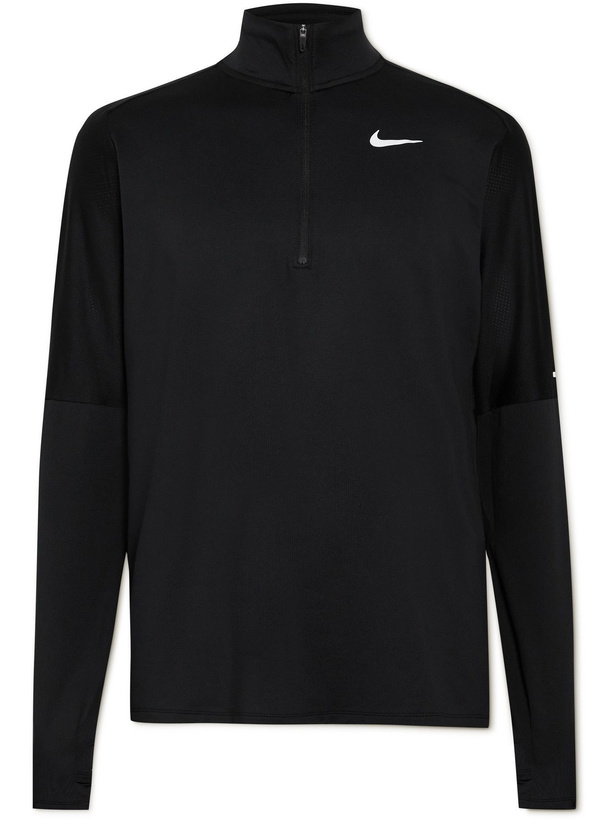 Photo: NIKE RUNNING - Mesh-Panelled Dri-FIT Half-Zip Running Top - Black