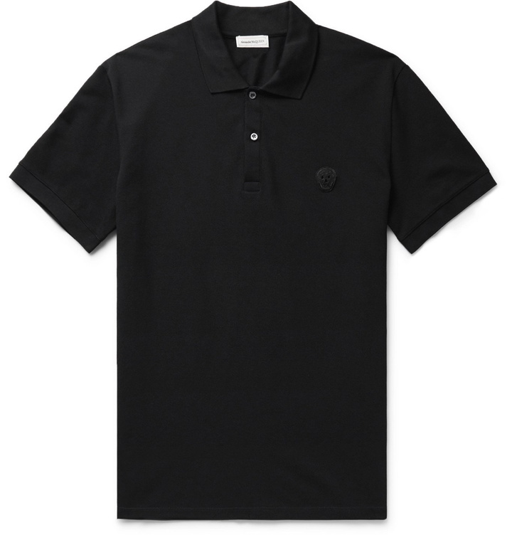 Photo: Alexander McQueen - Logo-Appliquéd Cotton-Piqué Polo Shirt - Black