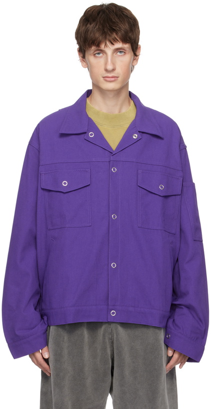 Photo: Acne Studios Purple Spread Collar Jacket