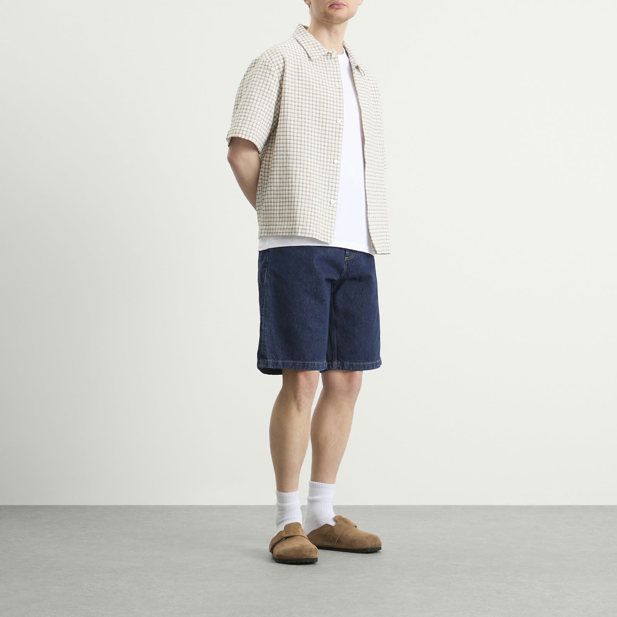 Edwin Men's Worker Short in Mid Marble Wash