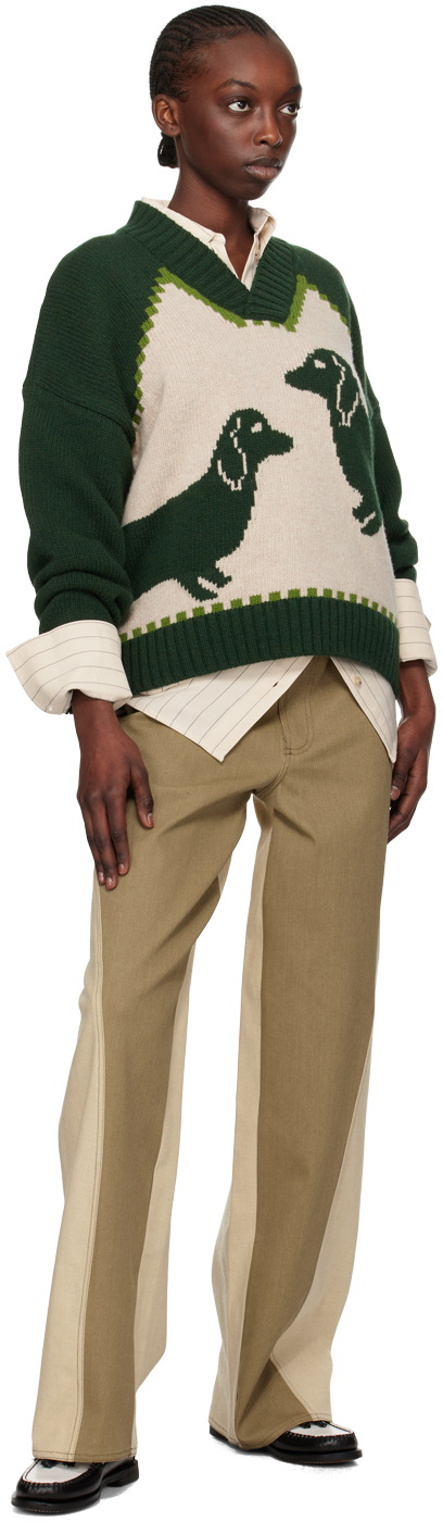 S.S.Daley Green & Off-White Intarsia Sweater