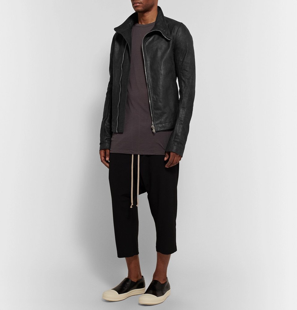 Rick Owens - Mollino Slim-Fit Matte-Leather Biker Jacket - Black