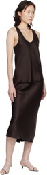 ANINE BING Brown Bar Silk Midi Skirt