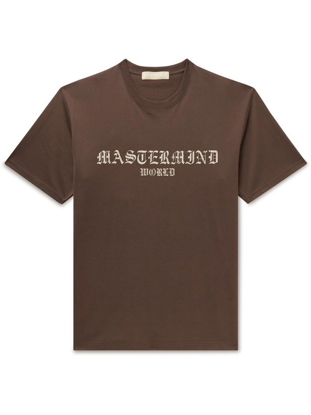 Photo: Mastermind World - Logo-Print Cotton-Jersey T-Shirt - Brown