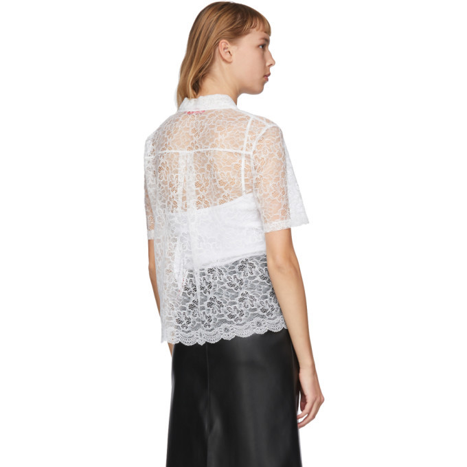 Commission SSENSE Exclusive White Lace Bowling Short Sleeve Shirt ...