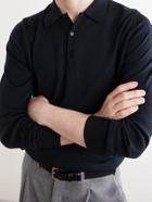 John Smedley - Caverhill Knitted Merino Wool Polo Shirt - Black