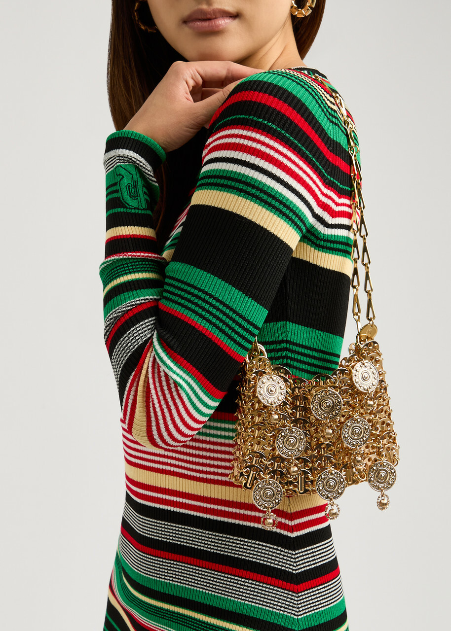Rabanne 「1969 ナノ」ゴールドショルダーバック Rabanne 1969 Nano Crystal-embellished Disc Shoulder bag