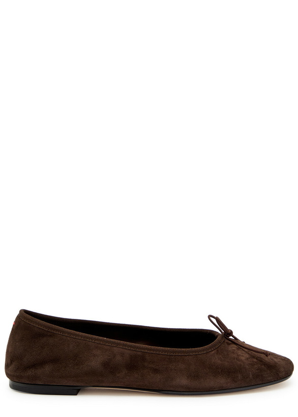 Photo: Aeyde Tiby Kid Bow-appliquéd Suede Ballet Flats Brown