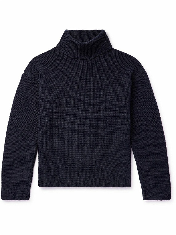 Photo: RÓHE - Ribbed Wool Rollneck Sweater - Blue